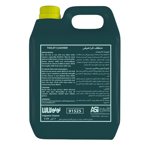 Al Sharhan Industries - Lulu Toilet Cleaner 5 Ltr 4 Pcs - Instructions for use: Do not mix it and do not use it with any other type of toilet cleaner, especially laundry bleach. Use it daily for toilets, urinals, sinks and bathroom sinks. Use the brush to remove stubborn stains. Rinse well with clean water after use