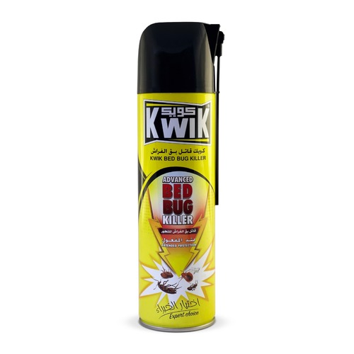 Kwik Bed Bug Killer - Pyrethroid insecticide
is a form of aerosol, with its advanced formulation, kills bed bugs on contact.
With its dual use spray head, it effectively penetrates into the cracks,
crevices and folds or broad spaces where bed bugs harbor or move about. It is
useful in controlling a variety of household pests such as fleas, ants, cockroaches,
spiders, ticks and mites.