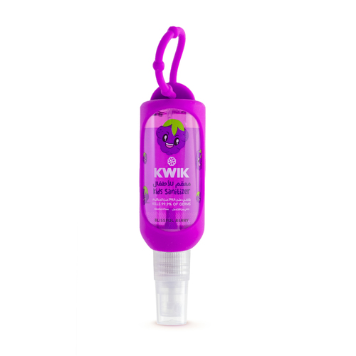 KWIK Kids Hand Sanitizer  (BERRY) - Product Features:Kills 99.9% of germs & viruses.Suitable for sensitive skinNON- Flammable. (Alcohol Free)Keeps hands soft and moisturized.Suitable for kidsRegistered in Ministry of Health – Kuwait.