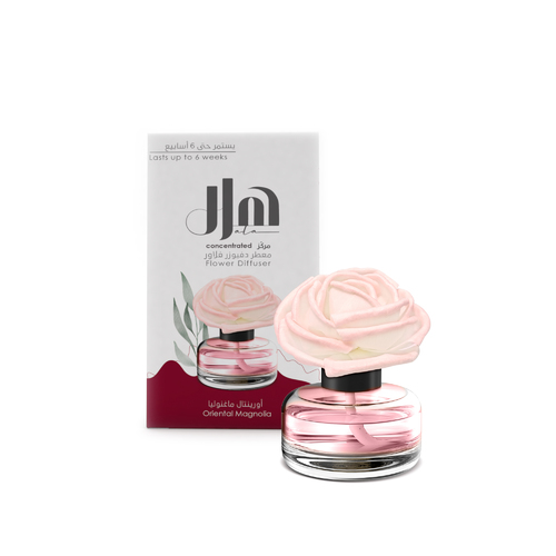 HALA FLOWR DIFFUSER ORIENTAL MAGNOLIA 60ML - Concentrated Flower Diffuser, lasts up to 6 weeks. 100%
natural handmade sola flower reed.   

This range contains three different fragrances, each of them
has its own interesting features