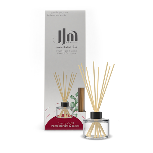 Al Sharhan Industries - HALA REED DIFFUSER POMEGRANATE & BERRIES 100ML - Concentrated Reed Diffuser, lasts up to 6 weeks. Rich aroma
in an practical and attractive design.   

This range contains three different fragrances, each of them
has its own interesting features