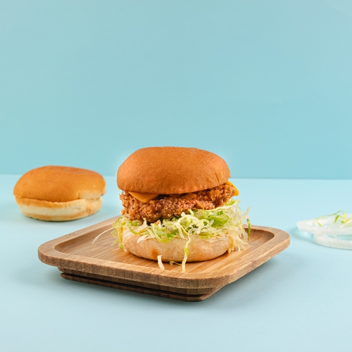 H And M Chicken Slider - Fried crispy chicken piece, shredded lettuce, american cheese and honey mustard sauce.
