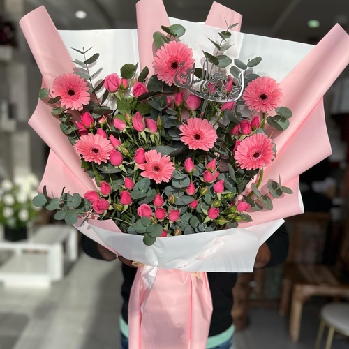 Bouquet baby rose with gerbera