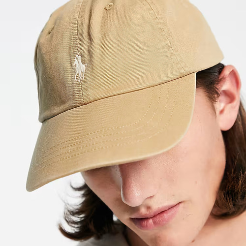 Cotton Chino Ball Cap Beige W Pony Logo