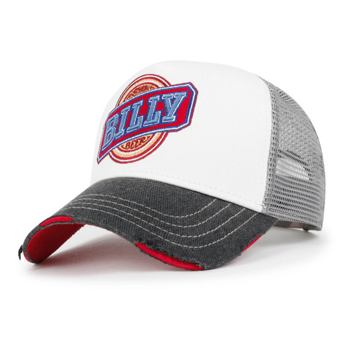 ililily PREMIUM Billy Beer Embroidery Structured Vintage Baseball Cap Casual Trucker Hat Grey