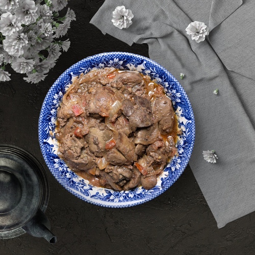 حمسة كبد الدجاج بالخضار