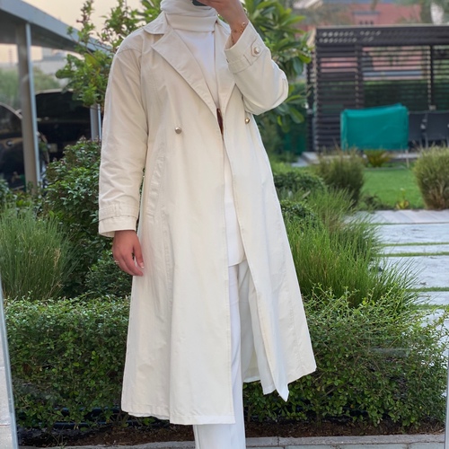 Cream Trench Coat - Trench Coat Fabric length 45 in Color Cream