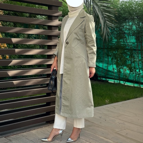 Kushtbana - green tifani Jacket - الخام قطن جينز خفيف الطول ٤٥ انش  يمكن اختيار طول أقصر للجاكيت وكتابته في الملاحظات