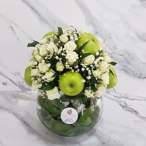 Green Apples 505 - stems baby roses white  stems gypsophilia  stems Italian rescus stems rescus  green apple Height 40 cm width 35 cm