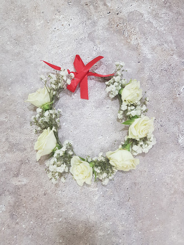 Baby Rose And Gypsophilia Crown For kids  114 - Baby rose, And White Gypsophilia crown for children  diameter - 15 cm