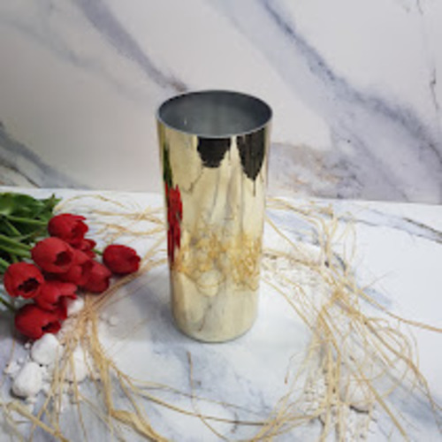 Fruit Flower - Glass vase  golden 422 - This golden glass vase is 24 cm height and 10 cm wide, making it the perfect size for displaying flowers or other decorative items.