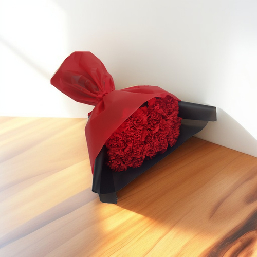 beautiful carnation bouquet 1132-2 - beautiful 20 carnation bouquet in 2 color wrapping black and red height 55 width 40