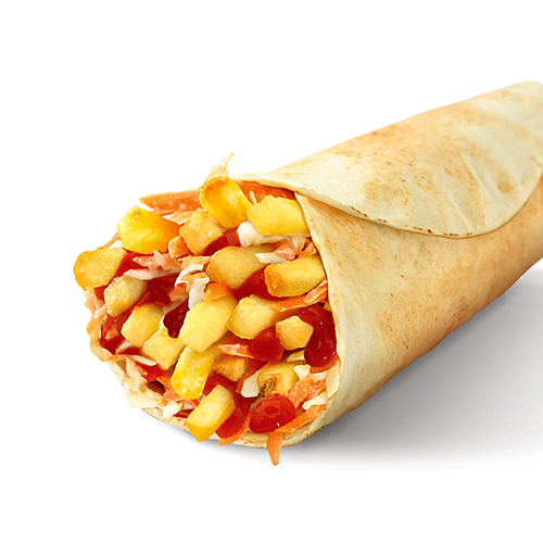 French Fries Sandwich - French fries, garlic, coleslaw & ketchup in Lebanese bread.