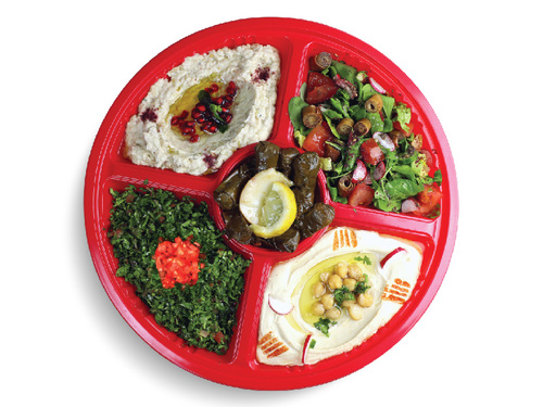 Large Cold Starters - Large fattoush , large taboule, large hummus, large mutabal, 8 pcs vine leaves