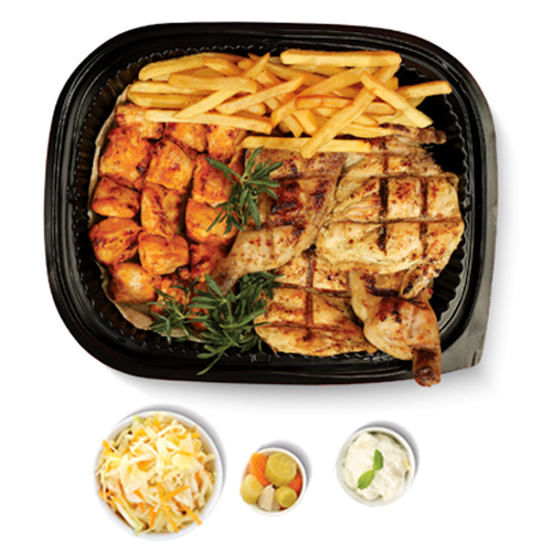Large Mix Chicken - Whole Chicken, 4 Taouk, French Fries, Garlic Paste & Mixed Pickles
