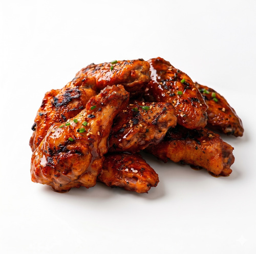 BBQ Chicken Wings - 8 pieces made on a charcoal grill
