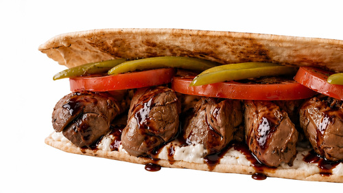 CHICKEN LIVER SANDWICH - chicken liver, garlic , pickles, tomato with pomegranate molasses