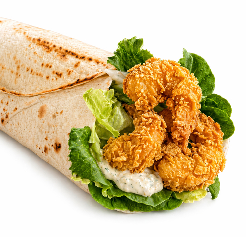 classic shrimp sandwich - Fried Shrimps, Tartar Sauce, iceberg in LebaneseBread'