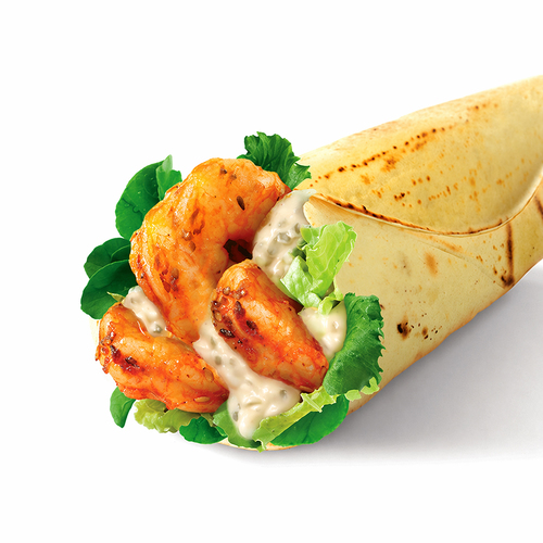 Grilled Classic Shrimp Sandwich - Grilled Shrimps, Tartar Sauce, Iceberg, Rocca Leaves &Spring Onion in Lebanese Bread
