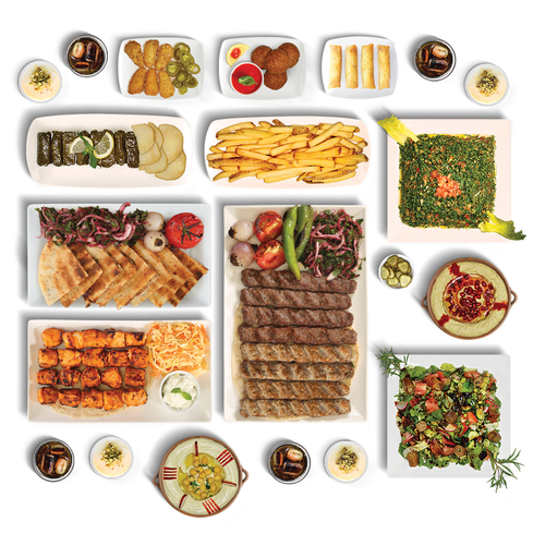 Family Pack - 4 taouk, 8 arayess pcs , 8 meat kebab or Chicken kebab,&nbsp; fattouch ,&nbsp; taboule,&nbsp; hummus ,&nbsp; mutabal, 8 vine leaves, 4 kibbeh balls or 4 cheese rolls or 6 cheese jalapino, french fries, coleslaw, garlic, pickles and your choice of 4 muhalabiah or 4 soft drink