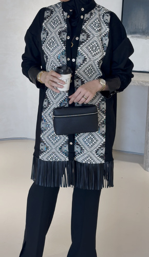 Win2 - جاكيت شامواه فري سايز فيه حزام مخفي داخلي للتخصير