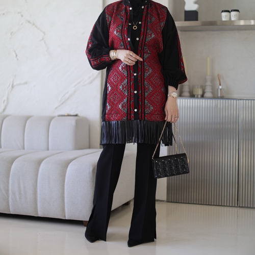 win1 - جاكيت شامواه&nbsp; فري سايز فيه حزام مخفي من الداخل للتخصير