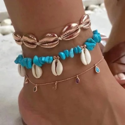 Shell design bracelet / anklet - 3 pieces anklet set ( bracelet / anklet )