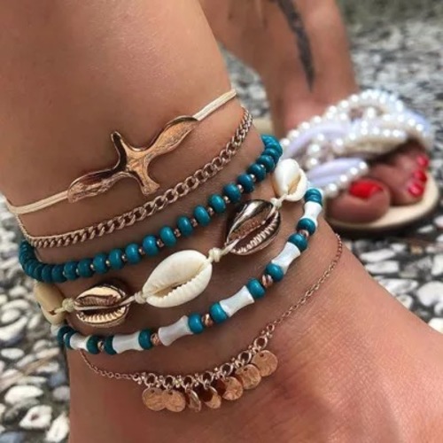 Bird design bracelet / anklet - 6 pieces anklet set ( bracelet / anklet )