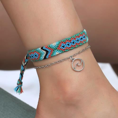 Handmade blue waves bracelet / anklet - Handmade blue waves bracelet / anklet
 2 pieces set