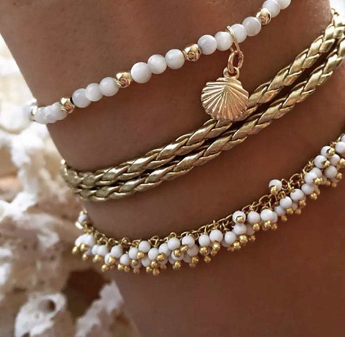 Vally - Golden spark design bracelet / anklet - A set that include 3 pieces of bracelets ( bracelet / anklet )