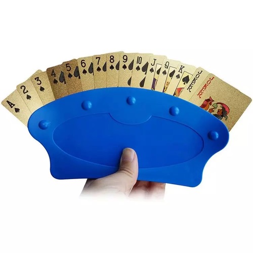 Blue playing cards holder - With this playing card holder, you and a friend can play one of your favorite games without having your hands or fingers get tired or even cramp up from holding so many cards at once.