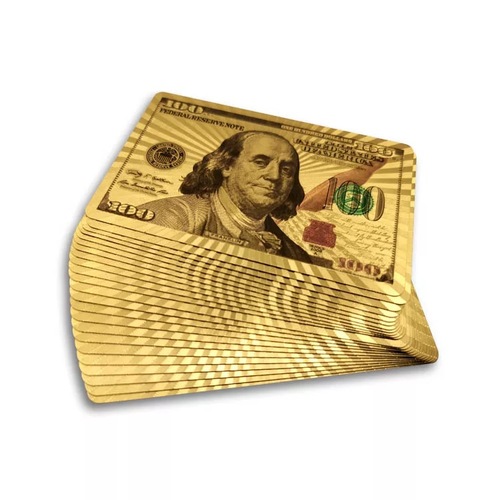 أوراق لعب ذهبية 100 دولار - Limited edition 100 dollar gold design , 1 piece (52 cards)