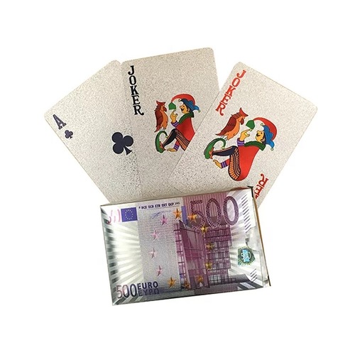 Playing cards 500 euro silver