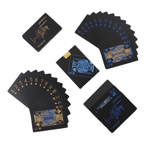 Blue and gold playing cards - Black design combined with blue and gold colors , 1 piece (52 cards)