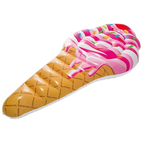 Ice cream float - ice cream design mat is great for playing and lounging. It looks so delicious that you'll want to eat it!88in x 42in deflated 83in L x 38in W x 9.5in H inflated 12 ga vinyl Age grade: adult 220 lb max weight limit