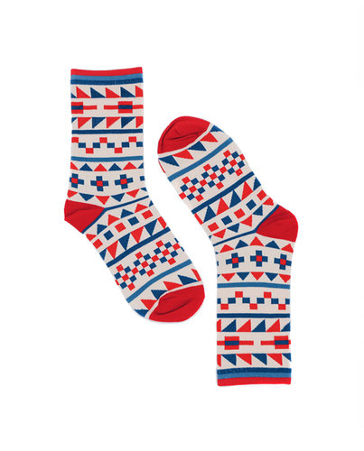 Geometric figures Blue & Red Socks - Geometric figures Blue & Red Unisex Casual Cotton Tube Socks. Fun, quirky socks are the perfect pizazz for any outfit. Material: Cotton / Polyamide / Spandex Free size.