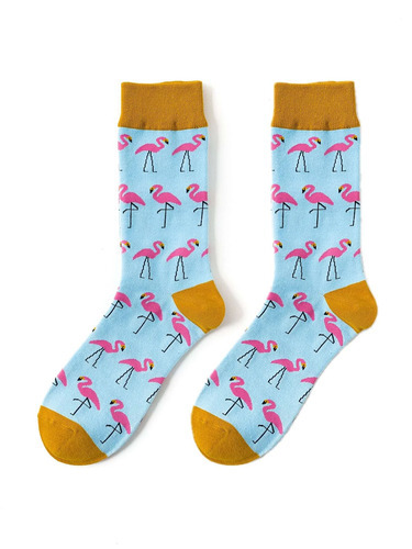 Vally - Flamingo Brown Border Socks - Flamingo Brown Border Socks Unisex Casual Cotton Tube Socks. Fun, quirky socks are the perfect pizazz for any outfit.  Material: Cotton / Polyamide / Spandex Free size.