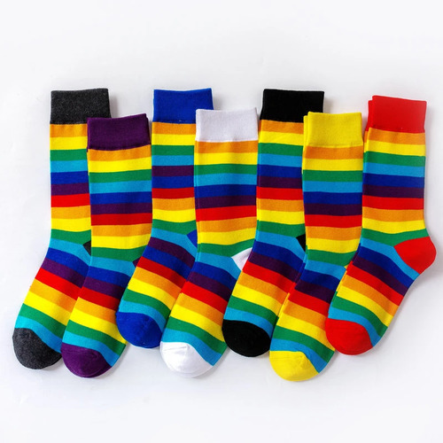 Full Rainbow Socks - Full Rainbow Socks Unisex Casual Cotton Tube Socks. Fun, quirky socks are the perfect pizazz for any outfit. Material: Cotton / Polyamide / Spandex Free size. High: CREW