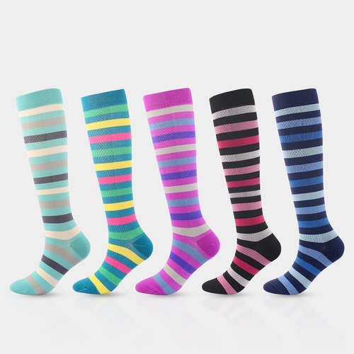 Colourful Compression Socks - Colourful Compression Socks Specifications: Height: Knee High. Gender: Unisex. For the season: Spring/Summer Autumn/Winter. Socks Type: Compression Sports Socks.
 Pattern: Colorful Patterns. Thickness: Standard. Fabric: Polyester, Nylon & Spandex. Machine Wash
 Size: S/M For Kids, L/XL For Adult. Pressure value: 15~20mmHg.