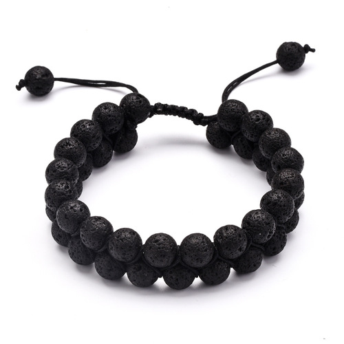 Gemstone Double Layer Beaded Boho Wrap Macrame Bracelet - Lava Stone - Overview & Details Color: Lava Stone Material: Natural stone Gender: Unisex Type: Bracelets 8mm beads double layer Bracelet weight: 30g The stone color will NOT fade Nickel & Zinc Free Adjustable to fit One size fits all