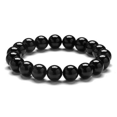 Vally - Simple Style Natural Stone Beaded Shiny Black Agate Stone - 10mm - Overview & Details Color: Shiny Black Agate Stone Material: Natural stone Gender: Unisex Type: Bracelets 10mm beads 19.5cm – Stretchy elastic Bracelet weight: 29g The stone color will NOT fade Nickel & Zinc Free