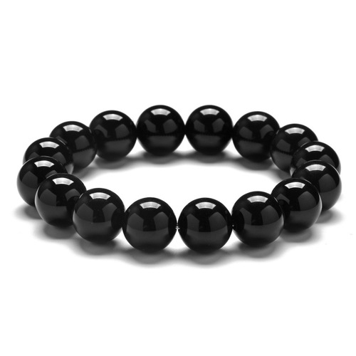 Simple Style Natural Stone Beaded Shiny Black Agate Stone - 12mm - Overview & Details Color: Shiny Black Agate Stone Material: Natural stone Gender: Unisex Type: Bracelets 12mm beads 19.5cm – Stretchy elastic Bracelet weight: 38g The stone color will NOT fade Nickel & Zinc Free