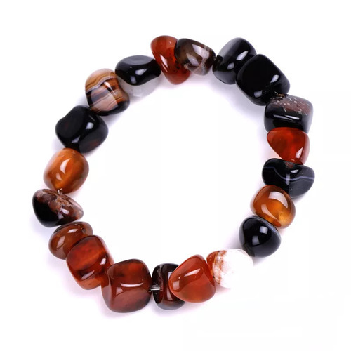 Irregular Natural Stone Colorful Agate Beads Elastic Bracelet - Brown Stone - Overview & Details Color: Brown Stone Material: Natural stone Gender: Unisex Type: Bracelets 8-10mm beads 17.5cm – Stretchy elastic Bracelet weight: 33g The stone color will NOT fade Nickel & Zinc Free