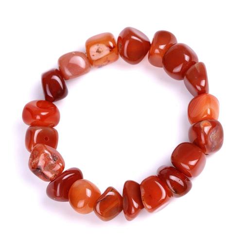 Irregular Natural Stone Colorful Agate Beads Elastic Bracelet - Red Stone - Overview & Details Color: Red Stone Material: Natural stone Gender: Unisex Type: Bracelets 8-10mm beads 17.5cm – Stretchy elastic Bracelet weight: 32g The stone color will NOT fade Nickel & Zinc Free