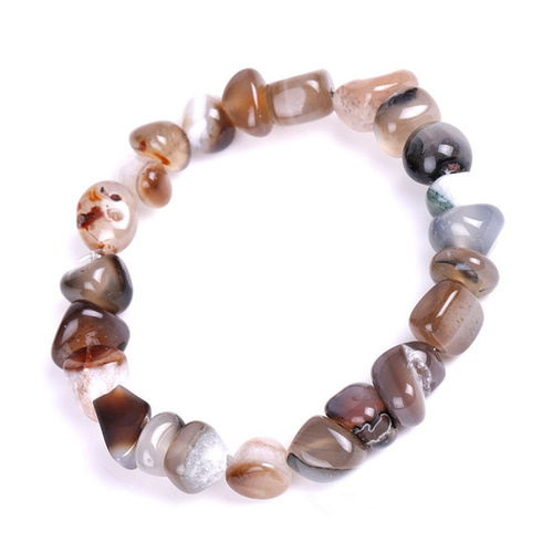 Irregular Natural Stone Colorful Agate Beads Elastic Bracelet - Coffee Stone - Overview & Details Color: Coffee Stone Material: Natural stone Gender: Unisex Type: Bracelets 8-10mm beads 17.5cm – Stretchy elastic Bracelet weight: 33g The stone color will NOT fade Nickel & Zinc Free