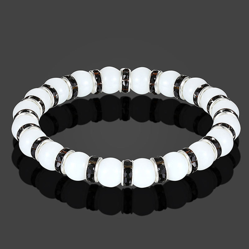 Vally - Boho Natural Stone Rhinestone Bead Bracelets - White Stone, Silver With Black Rhinestone - Overview & Details Color: White Stone, Silver With Black Rhinestone Material: Natural stone & Rhinestone Gender: Unisex Type: Bracelets 8mm beads 19cm – Stretchy elastic Bracelet weight: 19g The stone color will NOT fade Nickel & Zinc Free Silver Plated