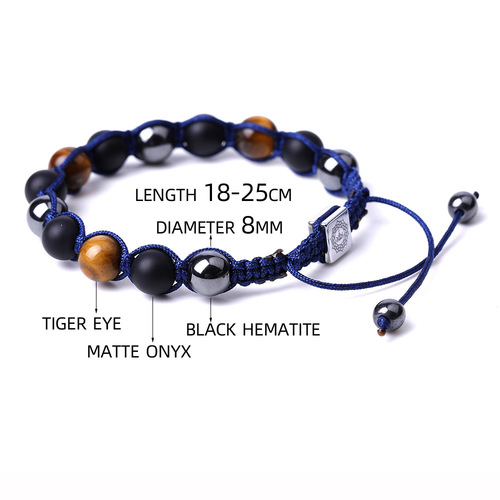 Mix Color Jade Stone Tiger Eye Agate Bracelet - 8mm - Overview & Details Color: Jade Stone & Tiger Eye Material: Natural stone Gender: Unisex Type: Bracelets 8mm beads double layer Bracelet weight: 15g The stone color will NOT fade Nickel & Zinc Free Adjustable to fit One size fits all