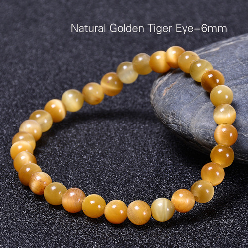 Vally - Natural Stone Bead Gemstone Bracelets - 6mm - Overview & Details Color: Gold Tiger's Eye Stone Material: Natural stone Gender: Unisex Type: Bracelets 6mm beads 18.5cm – Stretchy elastic Bracelet weight: 10g The stone color will NOT fade Nickel & Zinc Free