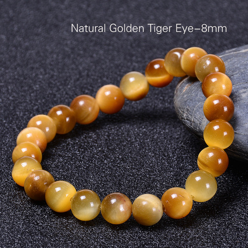 Vally - Natural Stone Bead Gemstone Bracelets - 8mm - Overview & Details Color: Gold Tiger's Eye Stone Material: Natural stone Gender: Unisex Type: Bracelets 8mm beads 18.5cm – Stretchy elastic Bracelet weight: 19g The stone color will NOT fade Nickel & Zinc Free