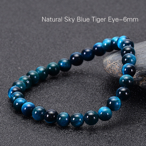 Bohemia Vintage Natural Stone Bracelets - 6mm - Overview & Details Color: Sky Blue Tiger's Eye Stone Material: Natural stone Gender: Unisex Type: Bracelets 6mm beads 18.5cm – Stretchy elastic Bracelet weight: 11g The stone color will NOT fade Nickel & Zinc Free